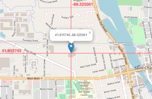 A Map Marker at Latitude and Longitude